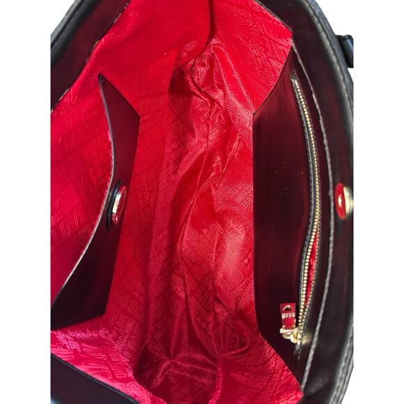LOVE MOSCHINO Faux Leather Black Quilted Shoulder Purse Tote Bag Double Strap - Picture 9 of 12